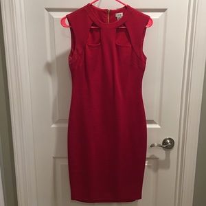 Cache red cut out cocktail dress